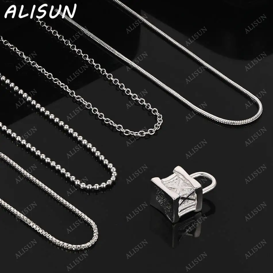 

ALISUN 40-75cm 925 Sterling Silver Lock Box Pendant Necklace For Women Men Charm Trend Birthday Gifts Fashion Party Fine Jewelry