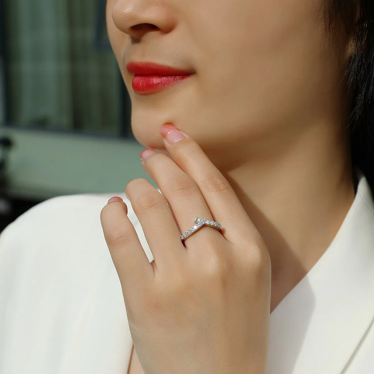 Personalized Minimalist Style Korean Version Fashion Moissanite Ring, Children's niche 925 Silver Ring, Elegant High-End Versatile Men and Women's Valentine's Day, Halloween, Christmas Gifts, Birthday Gifts, Holiday Gifts, Exquisite Jewelry