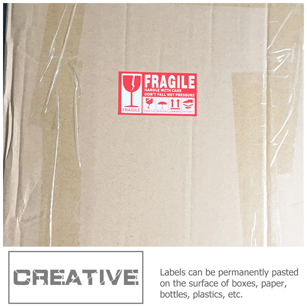 500 Pcs Handle with Care Sticker Fragile Labels Removable Caution Stickers Adhesive Warning Shipping Boxes Paper Office