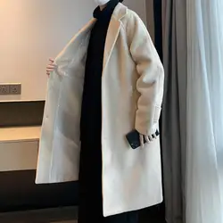 Oversize White Long Trench Coats For Mens Loose Korean Fashion Autumn 2022 Men's Winter Overcoats Black Woolen Long Jackets New