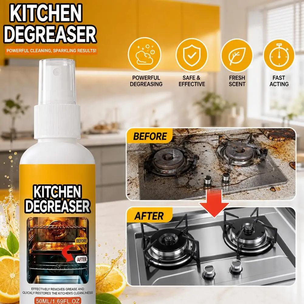 Grill Cleaner Spray Oven Kitchen Degreaser Extra Strong Oil Stain Remover Cooktop BBQ Range Hood Burnt On Grease Cleanser Agent