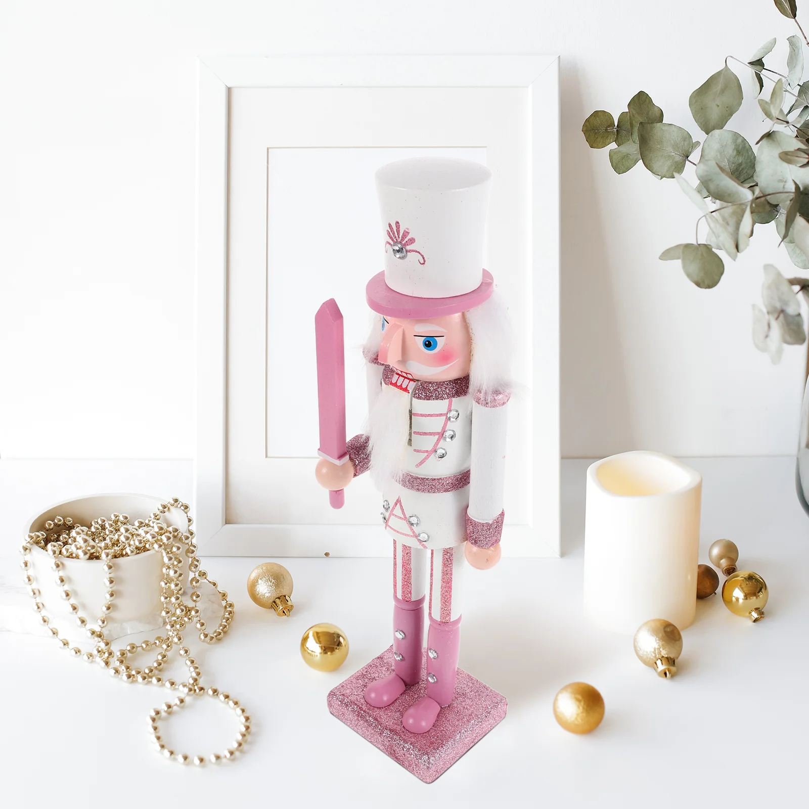 

Creative Wooden Nutcracker Craft Festive Soldier Design Table Ornament for Christmas Home Decor Xmas Decoration Collection Piece