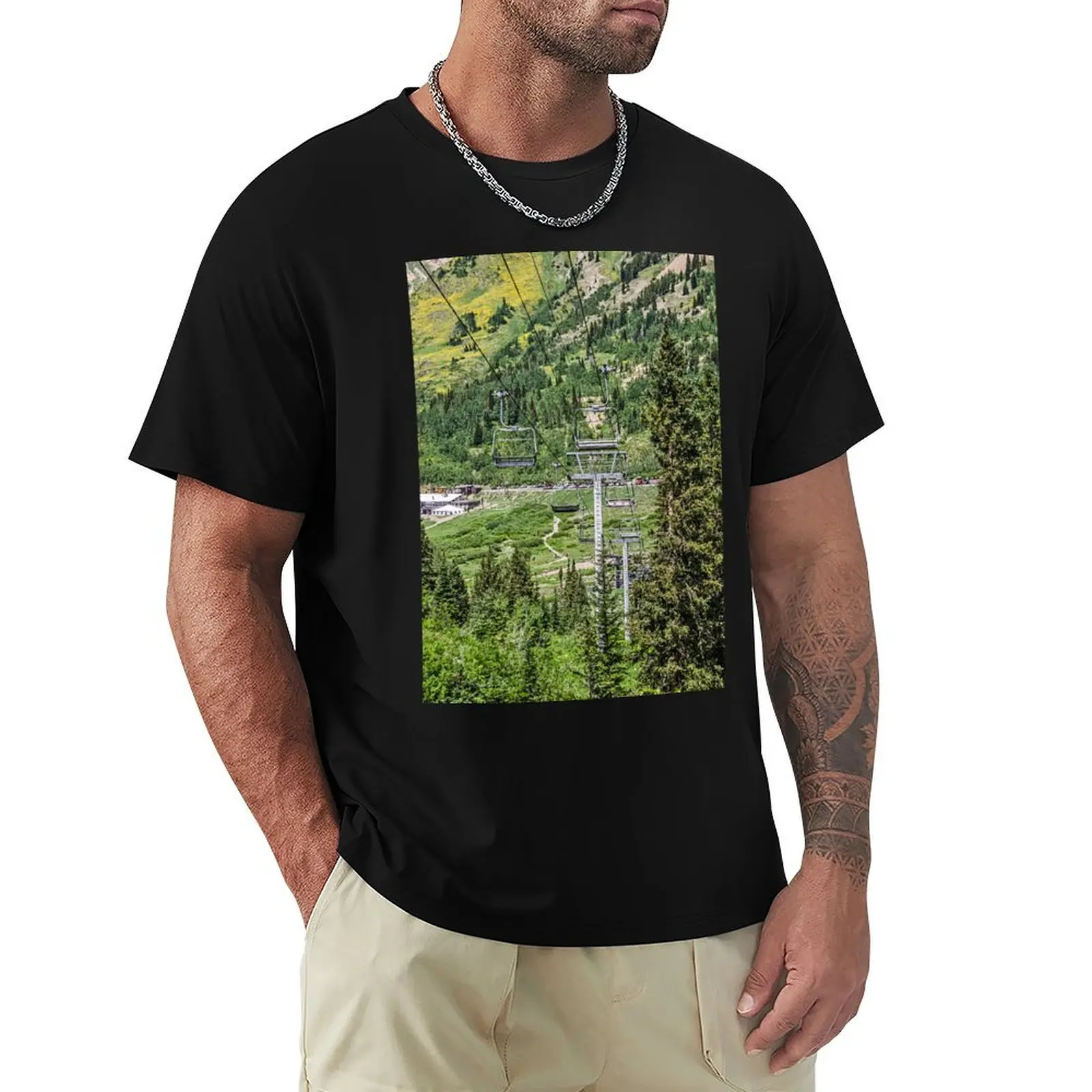 Empty Chairlifts in Summer T-Shirt Minimal Art Print T-Shirt