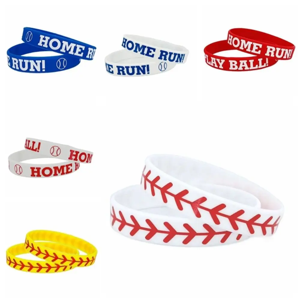 10PCS Home Run สร้อยข้อมือซิลิโคนเบสบอล Play Ball สไตล์ซอฟท์บอลสร้อยข้อมือซิลิโคนแบนพิมพ์ทนทานกีฬายาง BAND