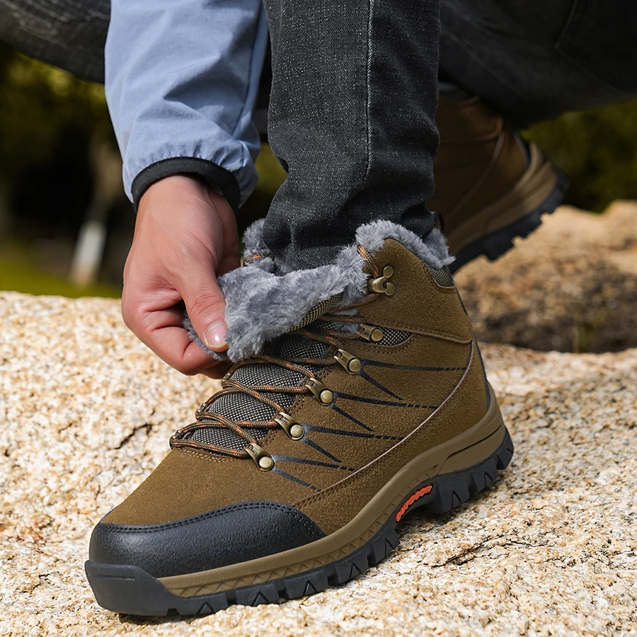 Herren-Schneestiefel, Winterschuhe, Schnürschuhe, warmhaltend, rutschfest, zum Gehen, Klettern, Wandern, Plateausohle, Outdoor-Herren-Knöchelstiefel. – Detail 14