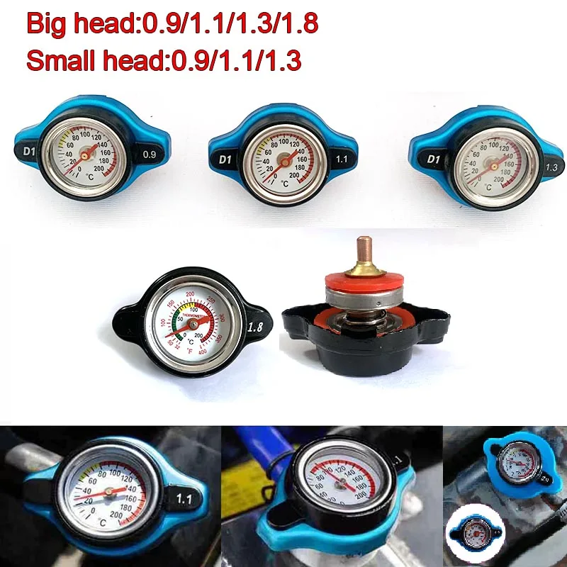 

Car Motorcycle Tank Cover Water Temperature Gauge Small Head and Big Head Tank Cover 0.9 Bar/ 1.1 Bar/1.3 Bar/1.8 Bar Universal