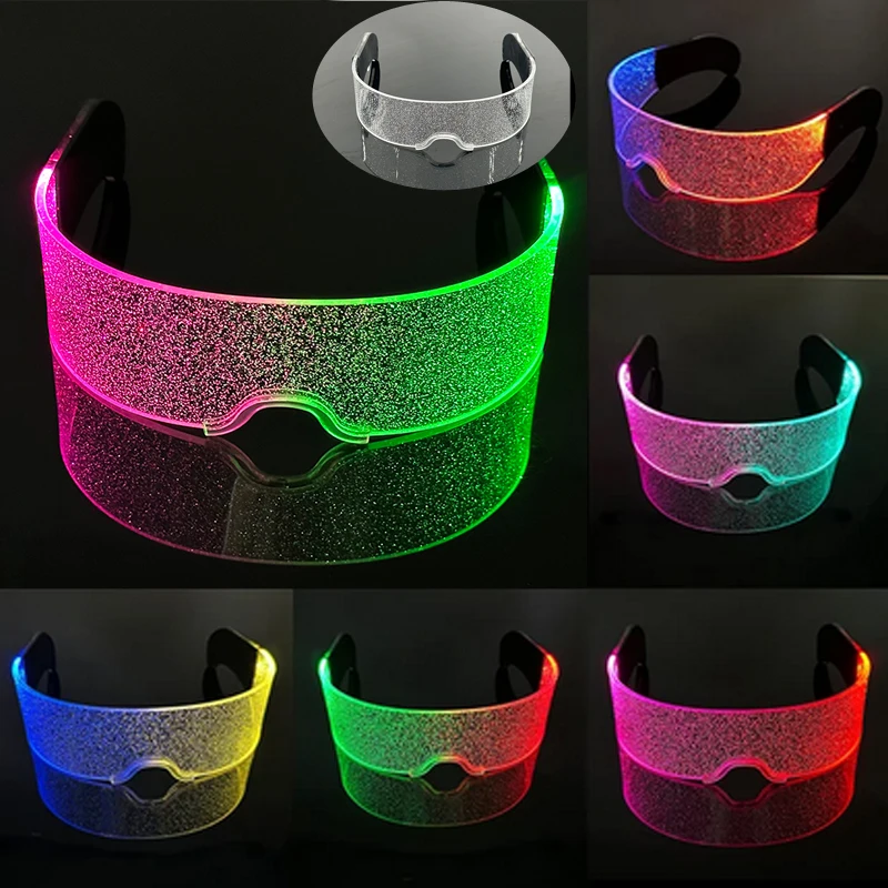 Cyberpunk LED-Leuchtbrille Futuristische Leuchtende Unisex-Brille Coole Leuchtende Brille für Cosplay Bar Rave Club Halloween-Party