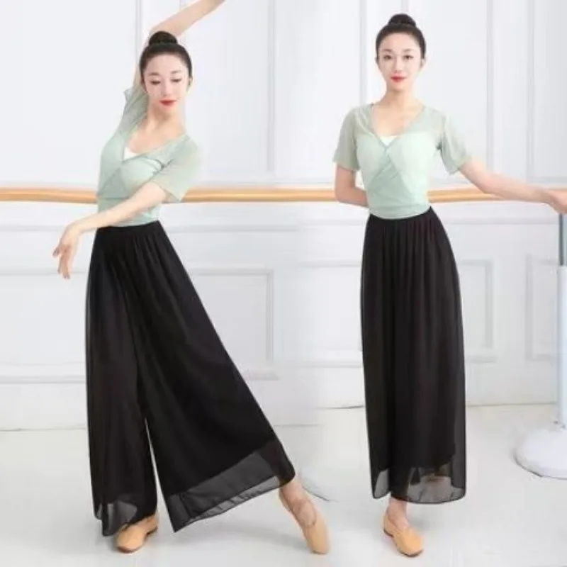 

2024 Ice silk wide-leg pants women summer thin high-waisted draping black new loose slimming straight-leg mopping pants