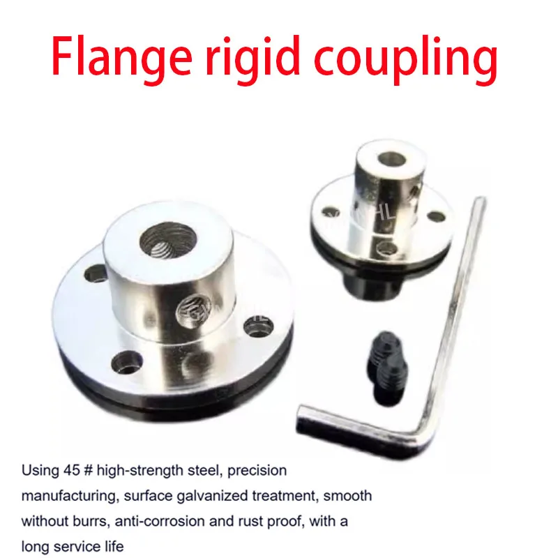 Kopling flensa ID 3/4/5/6/810/11/12/14mm, flensa kaku, flensa logam dengan kekerasan tinggi, poros pemandu, penyangga sumbu optik, motor