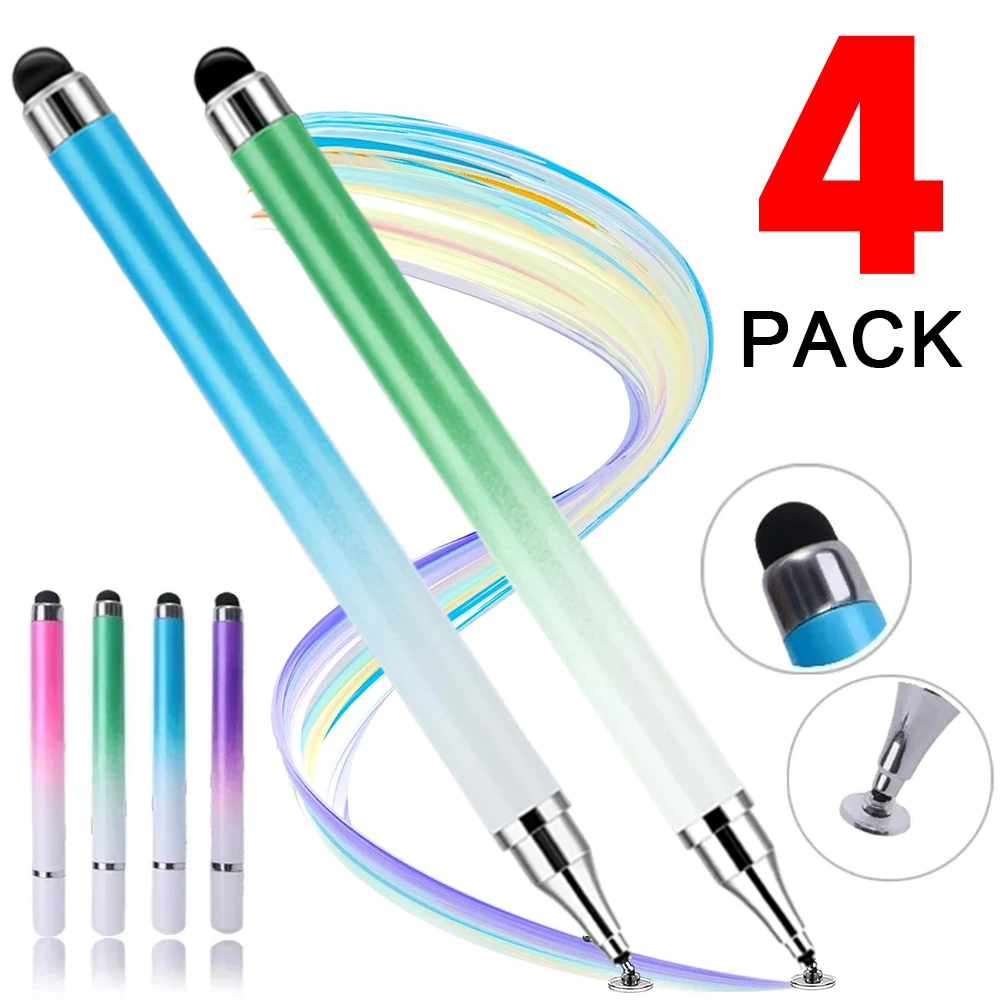 4/1Pcs Universal 2 in 1 Stylus Pen for Smart Phone Tablet Drawing Capacitive Pencil Android Screen Touch Pen for Iphone Samsung