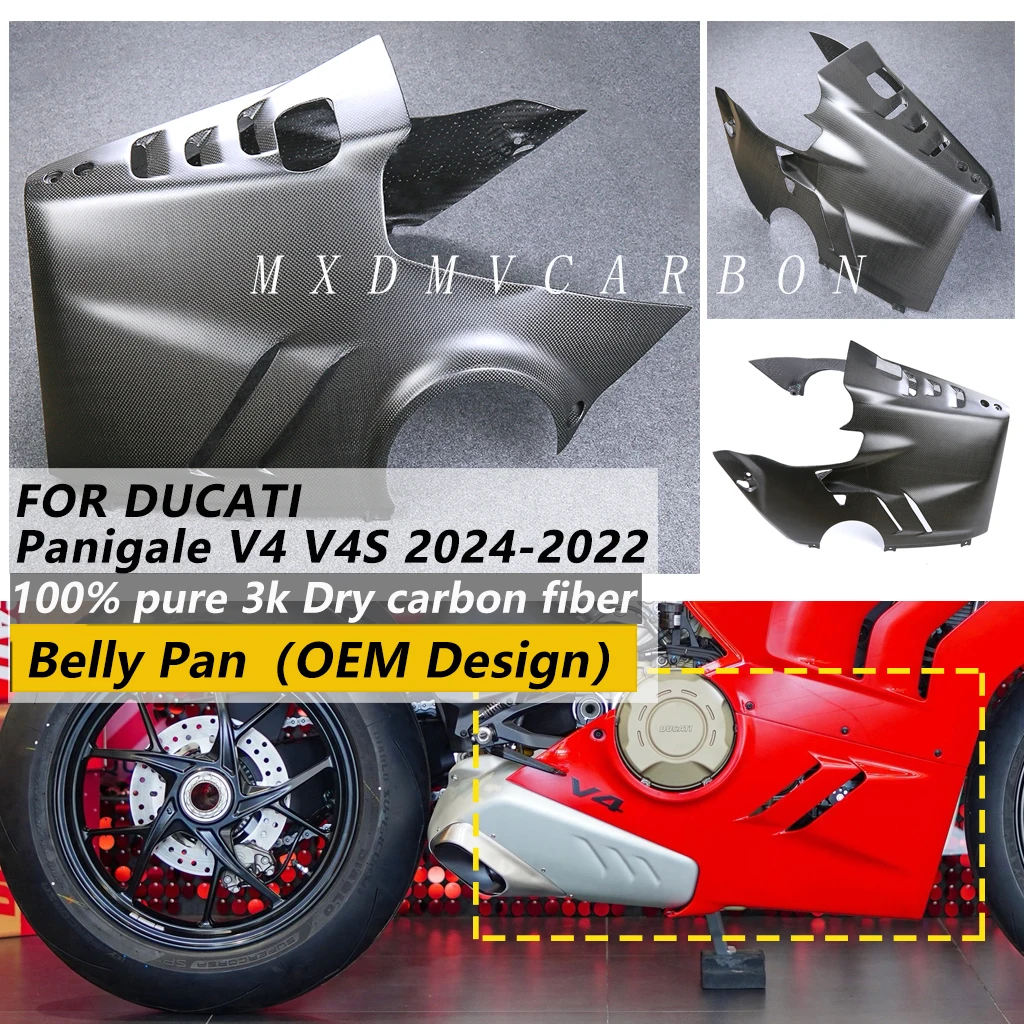 

For Ducati Panigale V4S V4 2024 2023 2022 Motorcycle Parts 100% 3K Dry Carbon Fiber Lower Side Belly Pan OEM Design Fairing Kit