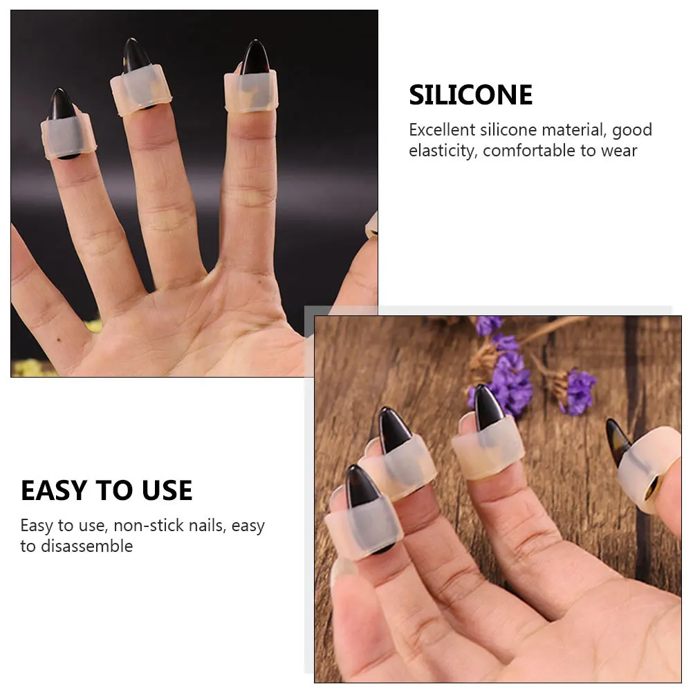 

1 Set Silicone Guzheng Nail Covers Reusable Non-Stick Easy Clean Elastic Comfortable For Fingernails Practice Playing Learning
