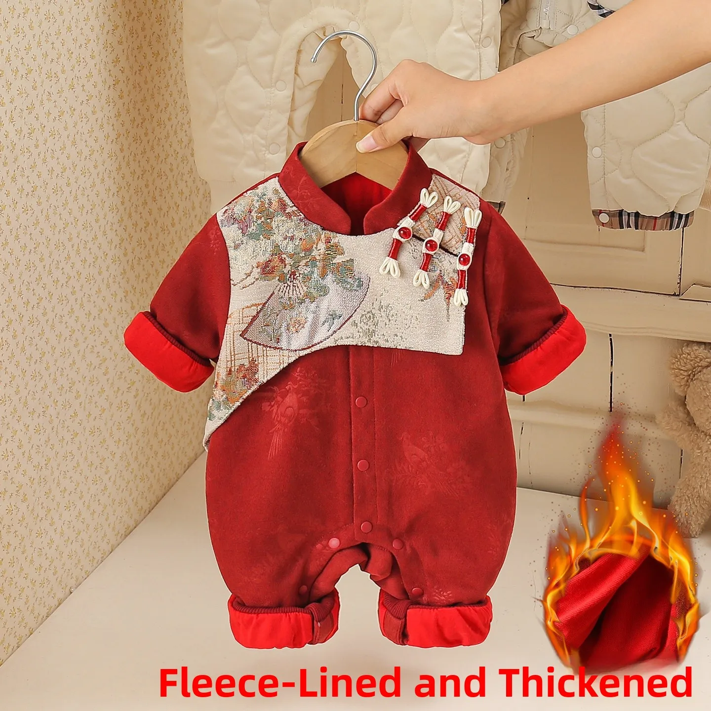 

Thiened Winter Onesie for Baby Girls Celebra New Year Outfit Year Old Anniversary Clothes 00 Days Cler Suit