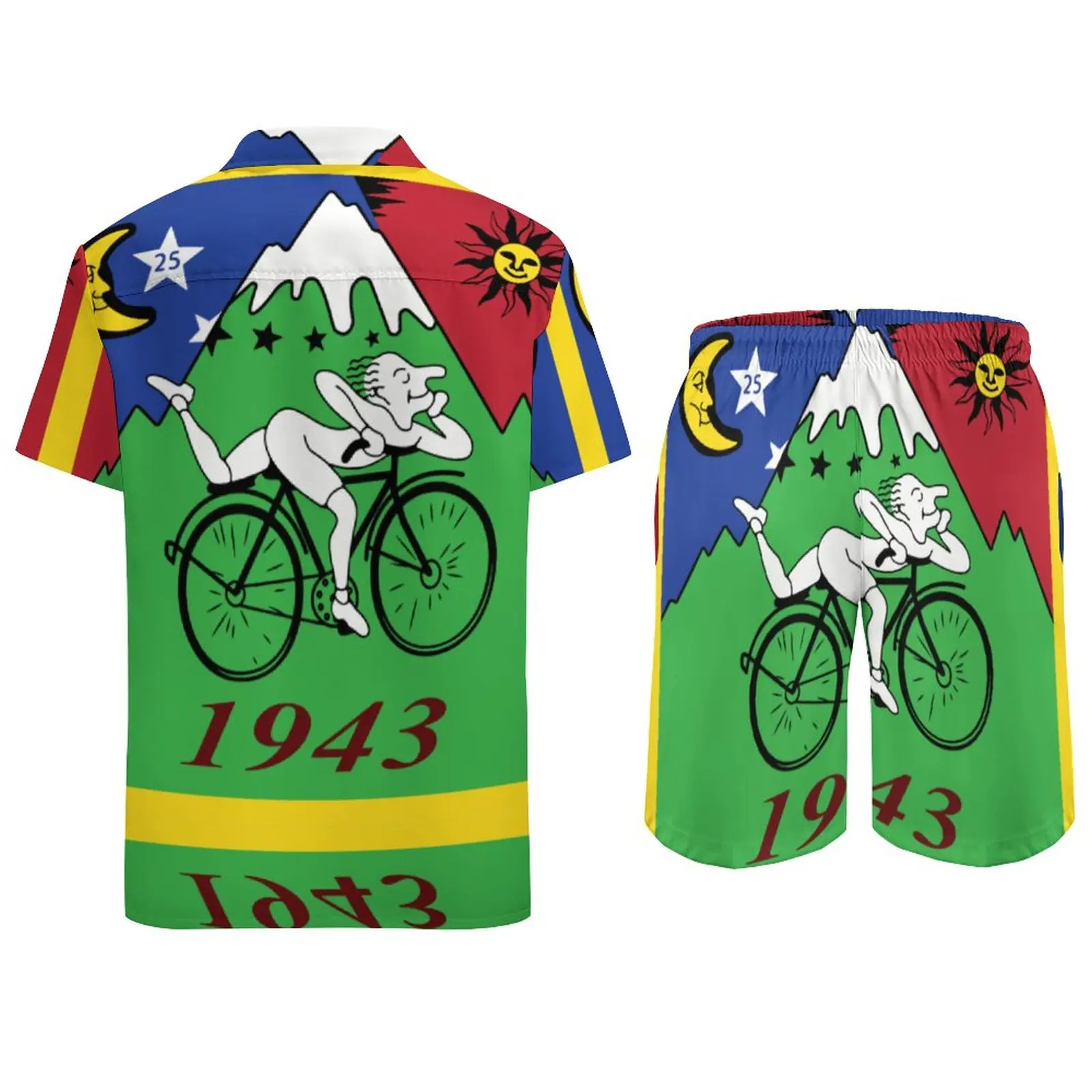 Albert Hoffman Bicycle Day Men Sets 1943 Cycle Trip Acid Day Casual Shorts Summer Short Sleeve Novelty Fitness Outdoor Shirt Set