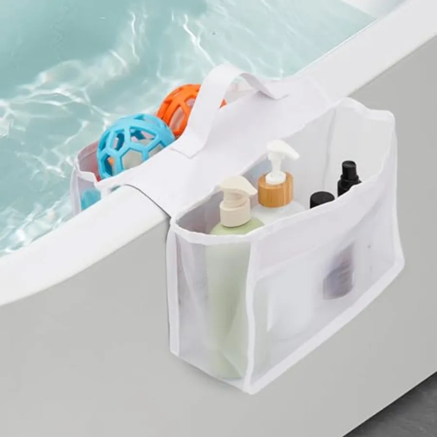 

Saddle Shape Bath Organizer, 2 Compartments Wide Opening Bathtub Holder for Tub, Bath Storage Organizer for Tub, Easy Access, M