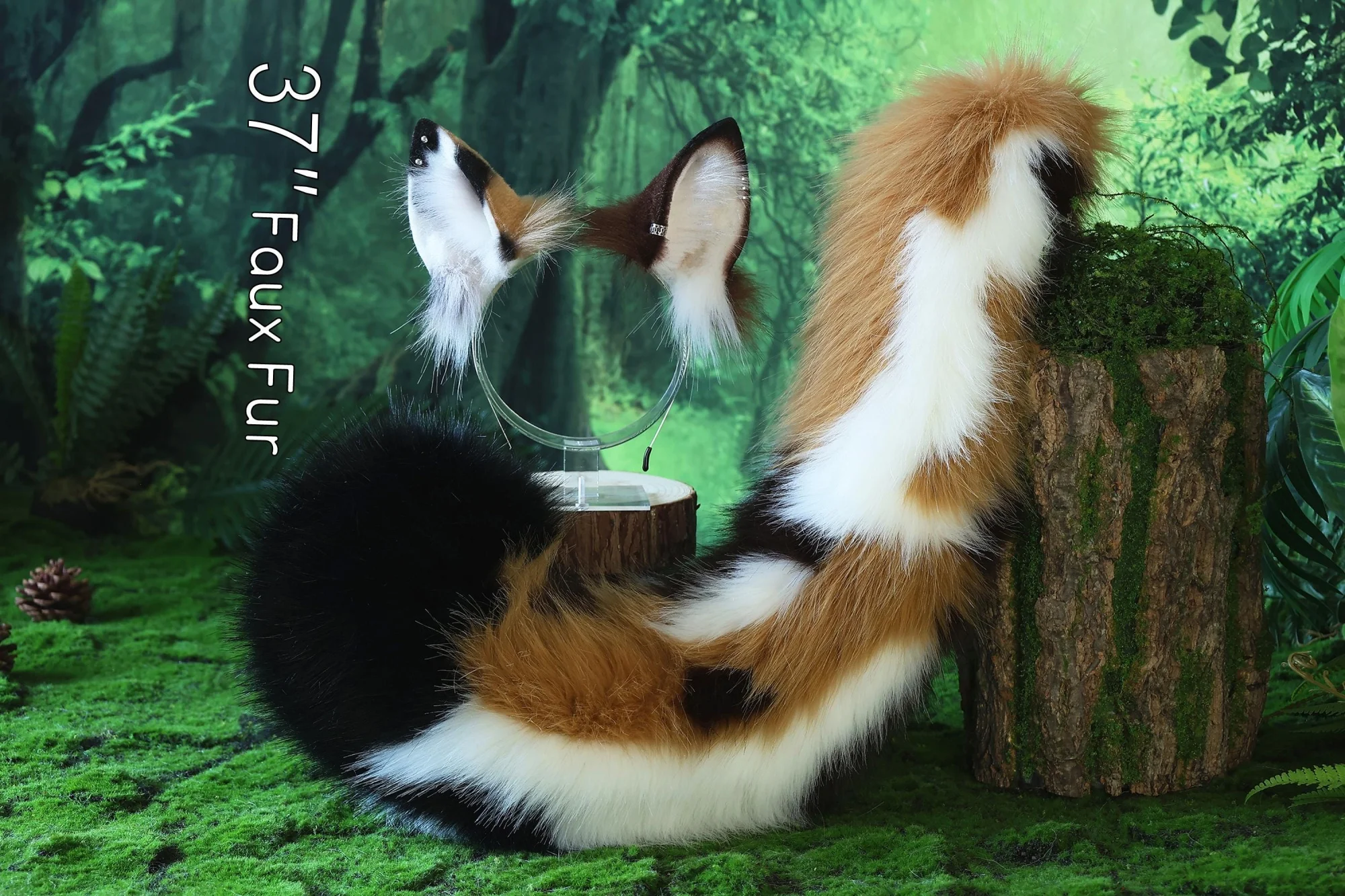 Cat ear and tail set, animal ear hair accessory, wolf tail and ear set, fox ear and tail, anime character costume Halloween gift
