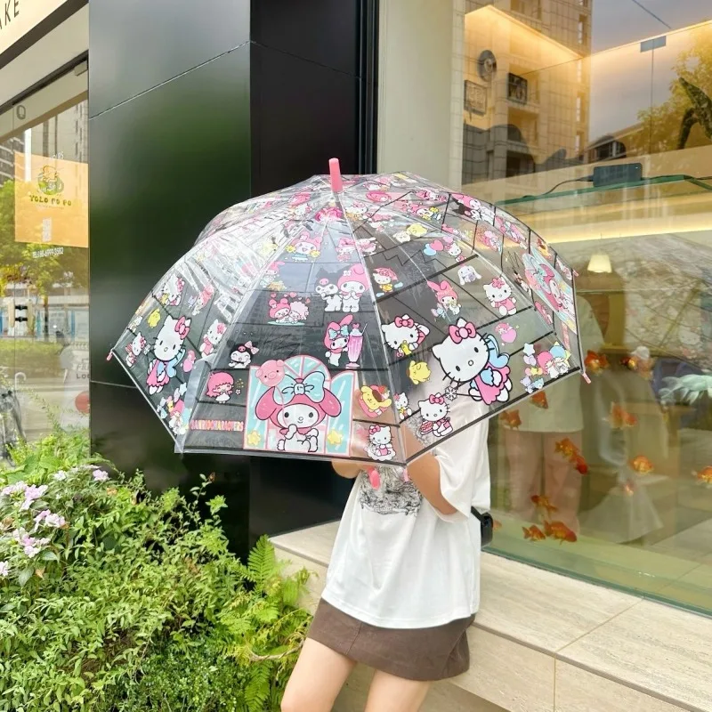 New 2026 Sanrio Hangyodon Transparent Umbrella Kuromi Automatic Cinnamoroll Windproof Thick Portable for Teen Girls Daily Toys view 6