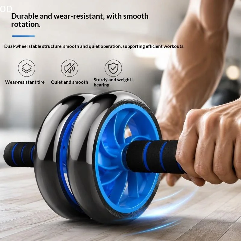Dual Wheel Ab Roller With Non Slip Foam Handles Protective Knee Mat For Home Gym Core Ab-Workout Training