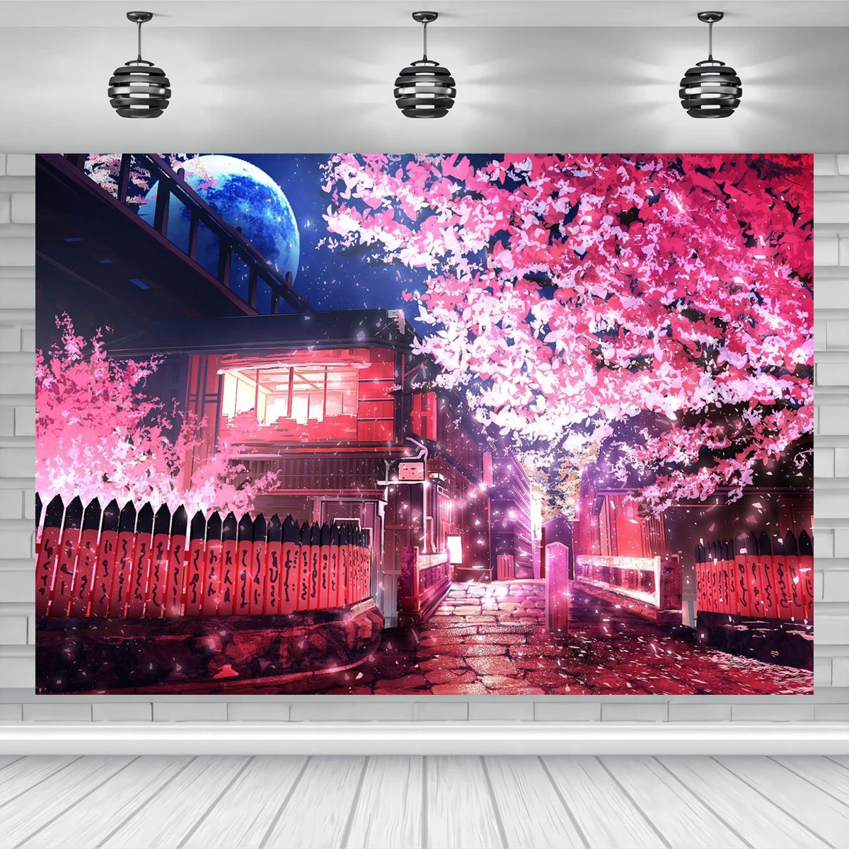 

Vinyl Japanese Sakura Cherry Backdrop Birthday Party Decoration Cartoon Anime Theme Photography Mount Fuji Room Wall Banner