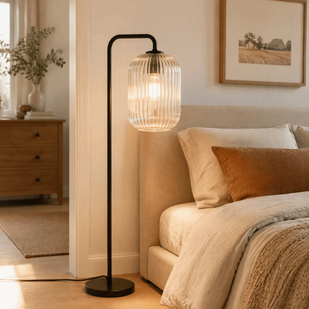 Decorative Cover Striped Glass Lamp Shade Vertical Striped Lantern Shaped Wall Sconce