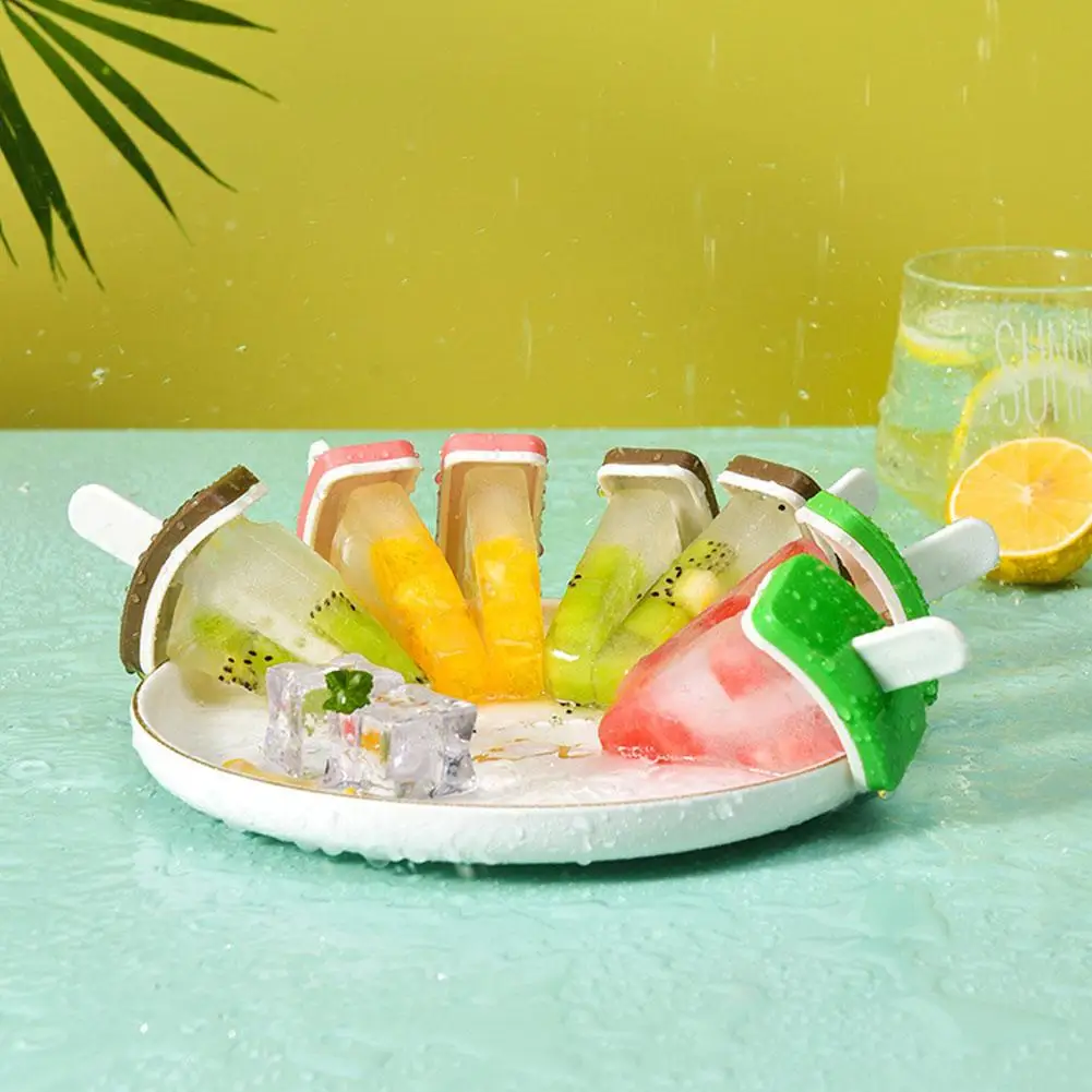 6 Girds Watermelon Shape Ice Molds in One Tray With Sticks Easy-Release, Popsicle Makers, Homemade Ice Cream Mould - Image 3