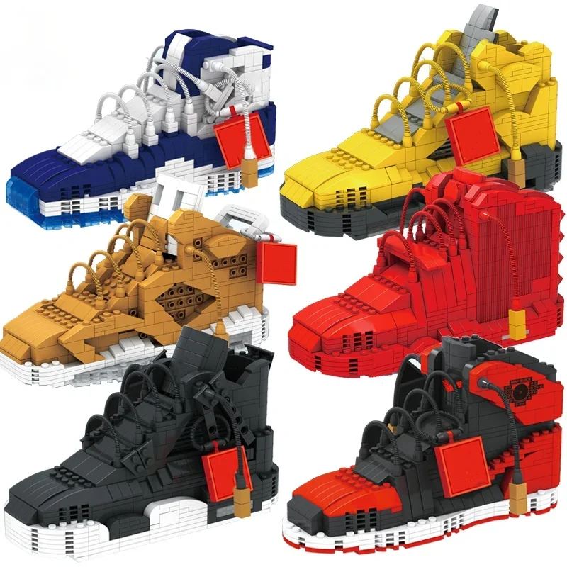 Cute Sport Building Blocks Basketball Shoes Sneakers Pen Holder Mini Diamond Bricks Kit Model Toys For Kids Gifts Adult