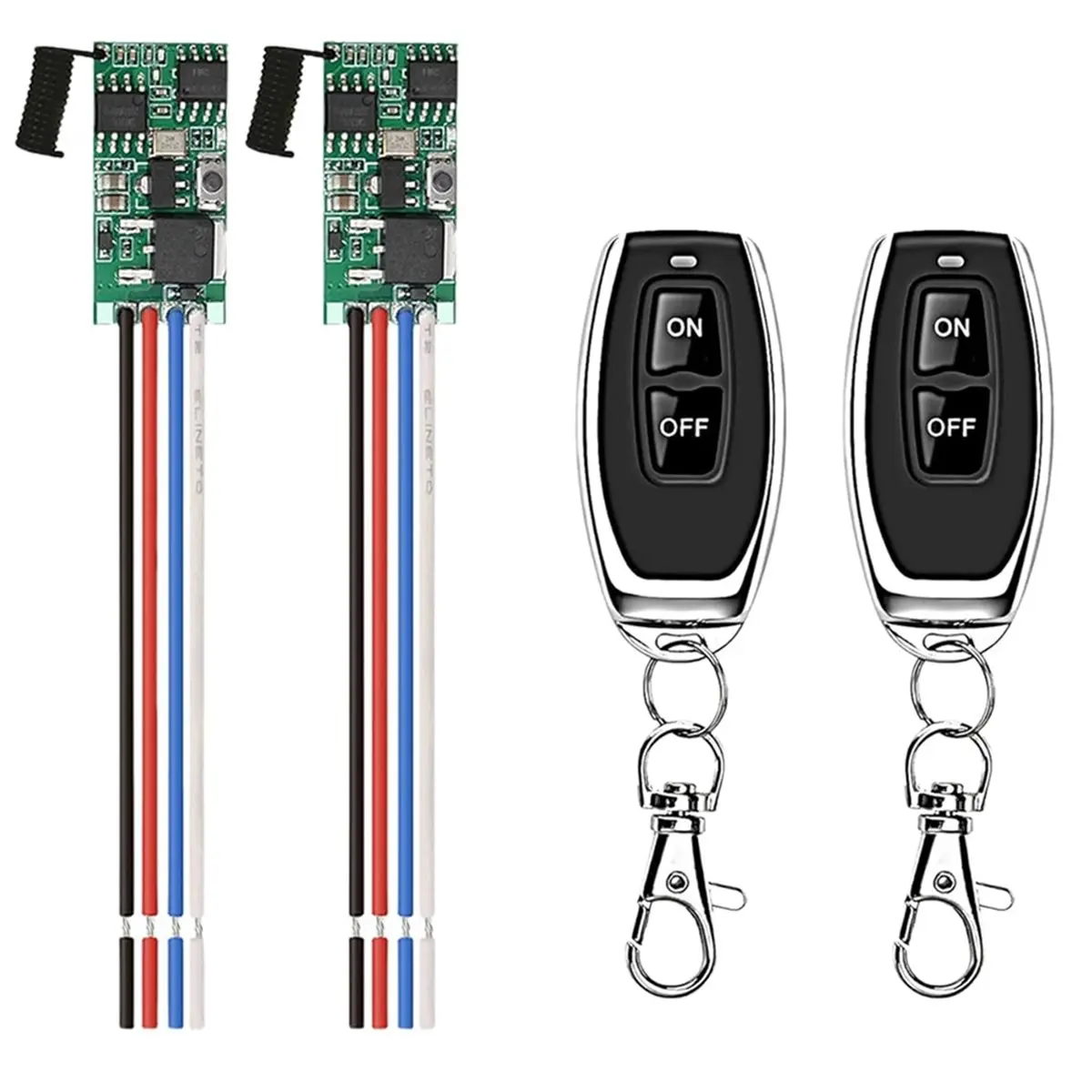 ABFW 433MHz Wireless Remote Control Switch 2 Way 1 Channel DC 5V-24V 2A Mini Receiver for Lamps LED Lights Fans Etc 2 Way