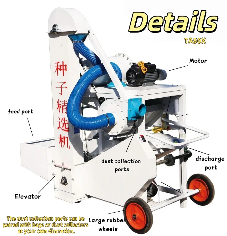 HighPrecision Seed Cleaner For Peanut Pine Nut Almond Uniform Air Distribution Honeycomb Air Inlet Heavy Impurity Removal