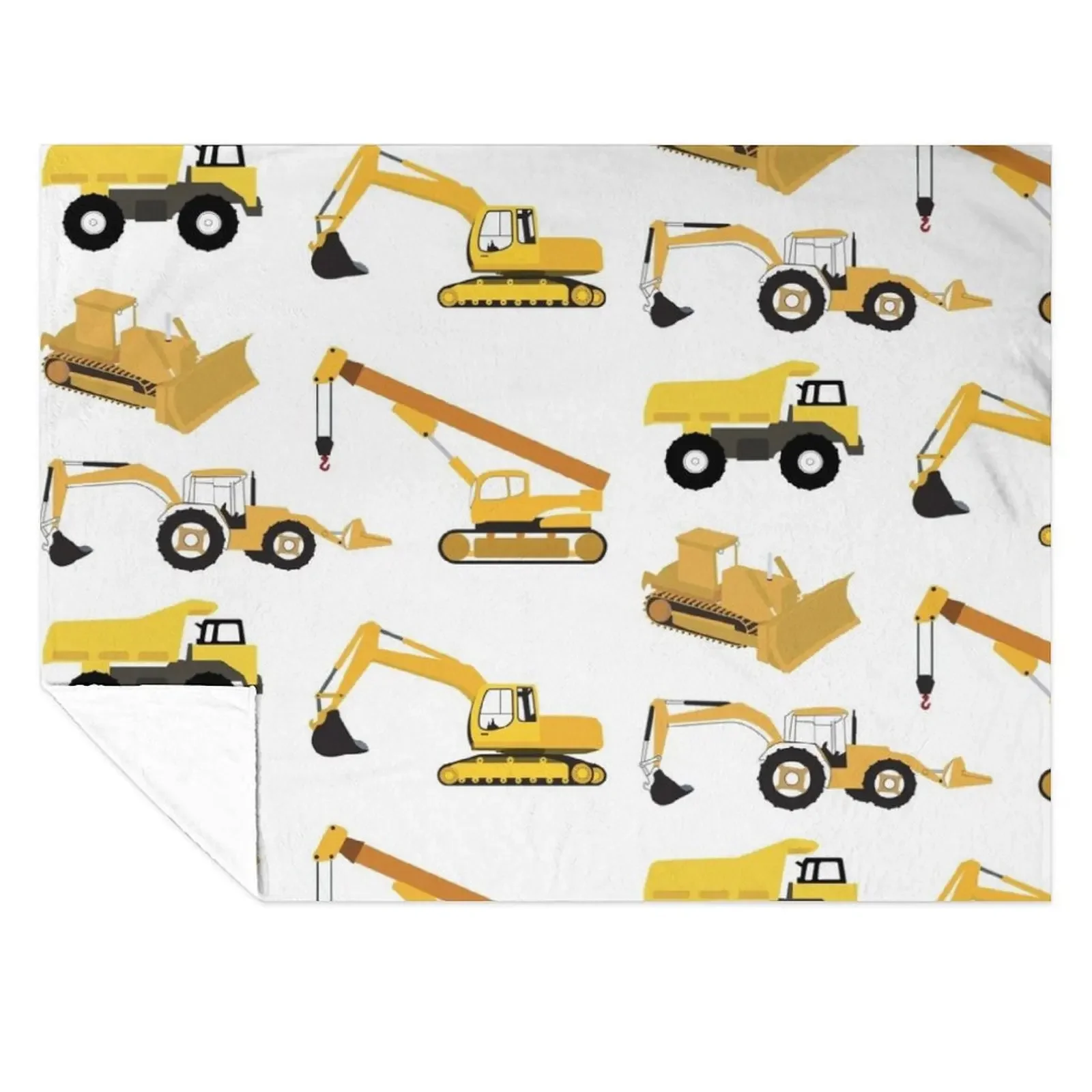 

Construction Trucks - Dump Truck, Excavator, Crane, Bulldozer and Backhoe Throw Blanket Travel Thins Camping Blankets