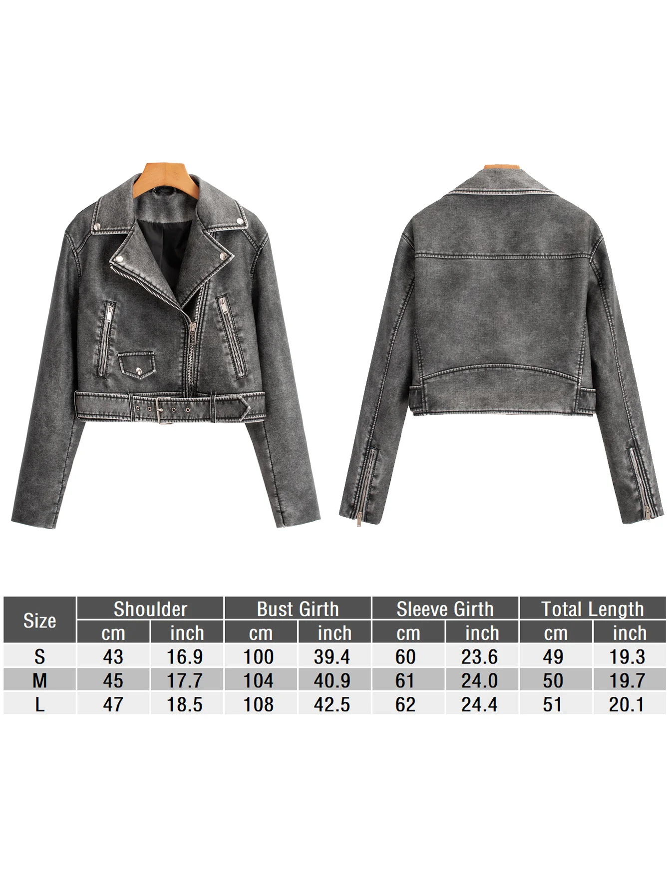 FTLZZ Women Faux PU Leather Jacket Vintage Lady Lapel Zipper Short Jacket High Street Motorcycle Outwear