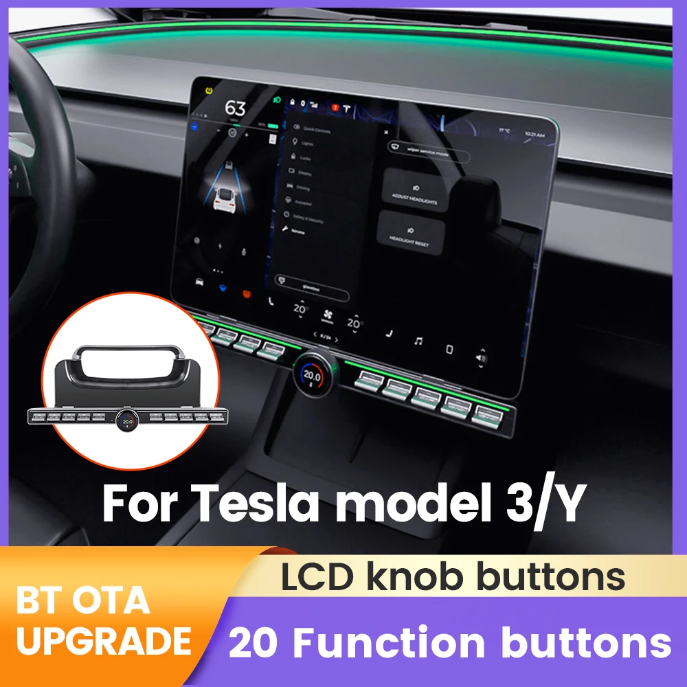 2024 NEW Car Multimedia Multifunctional Physical Buttons For Tesla Model 3 Y 3 Highland 2017-2024 LCD Knob Button Support BT OTA