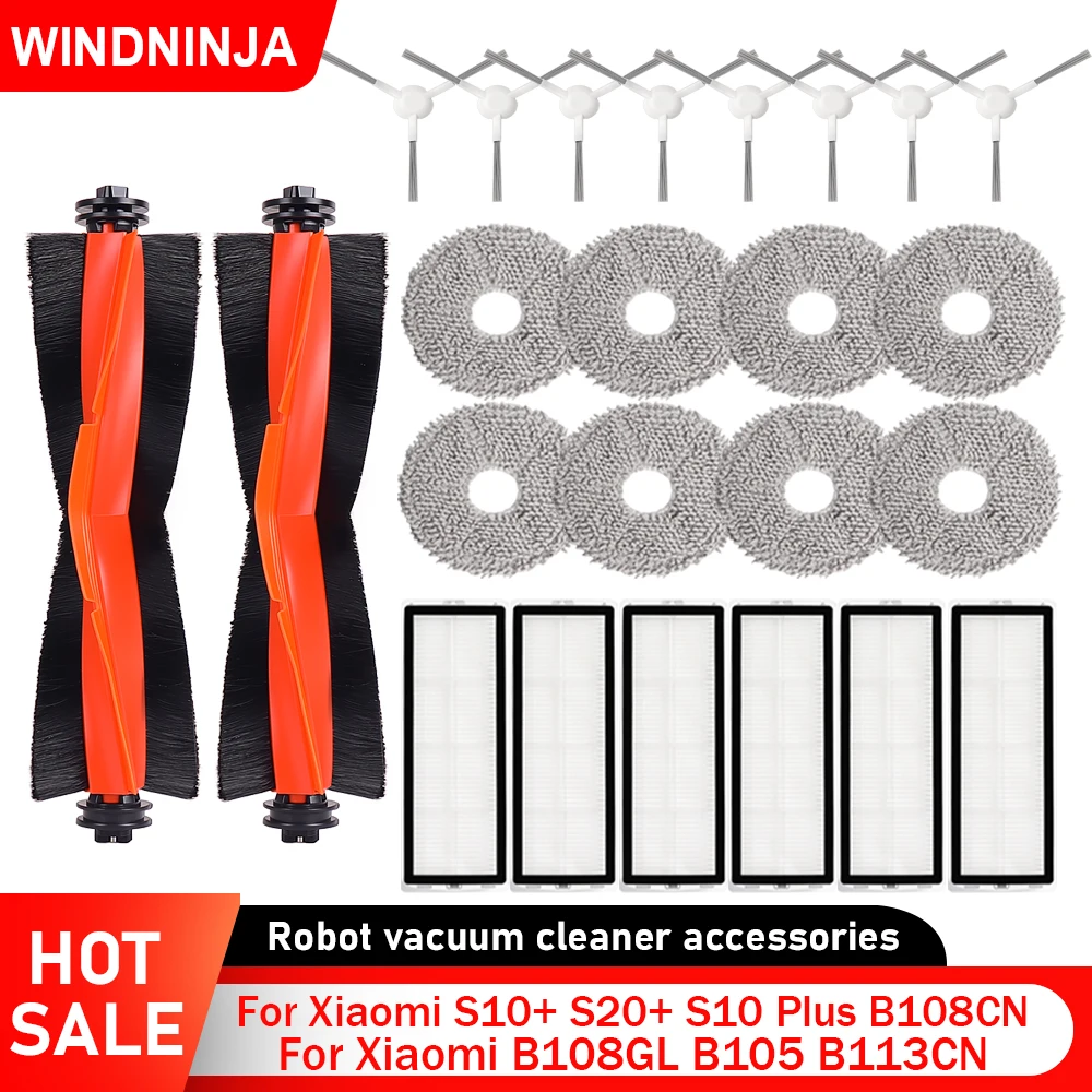 Accessoires pour aspirateur Robot Xiaomi S10 + S20 + S10 Plus B108CN B108GL B105 B113CN, filtre HEPA, tissu de vadrouille, brosse latérale principale