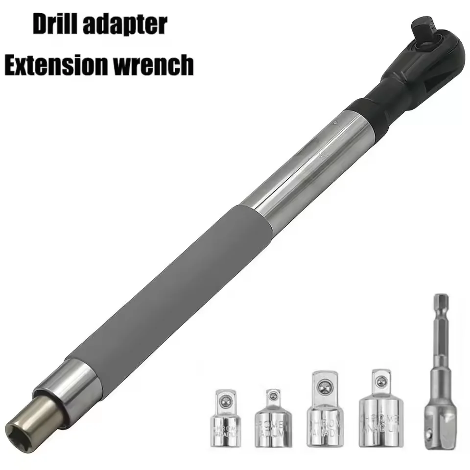

Automatic Extension Wrench Wear Resist Cordless Electric Ratchet Wrench with 1/2 Socket Bit Adapter Impact Wrench for Car Repair