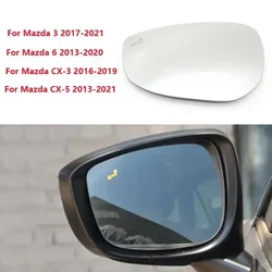 Car Blind Spot Warning Heating Rearview Wing Door Side Mirror Glass Lens For Mazda 3 Axela 6 Atenza CX-3 CX-5 2013-2021