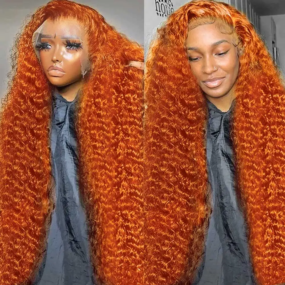 Orange Ginger Lace Front Wig Human Hair Deep Wave Wig 13x4 13x6 HD lace Frontal Wig Brazilian Curly Human Hair Lace Frontal Wig