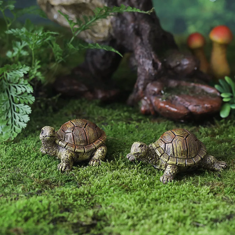 Resin Turtle Figurines Kawaii Artificial Turtle Miniatures Aquarium Flowerpot Decorations Swimming Pool Garden Decorations