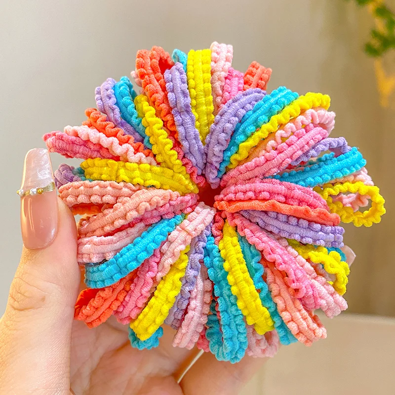 Basic Elastic Hair Bandas para meninas, colorido Nylon Ponytail Hold Scrunchie, elástico, acessórios de moda infantil, 100 pcs, 300 pcs, 500 pcs