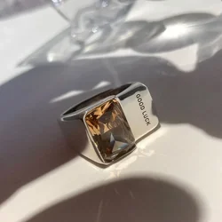 XINYI Silver Color Wide Rings for Women New Trendy Elegant Vintage Simple Good Luck Zircon Party Jewelry Birthday Gifts