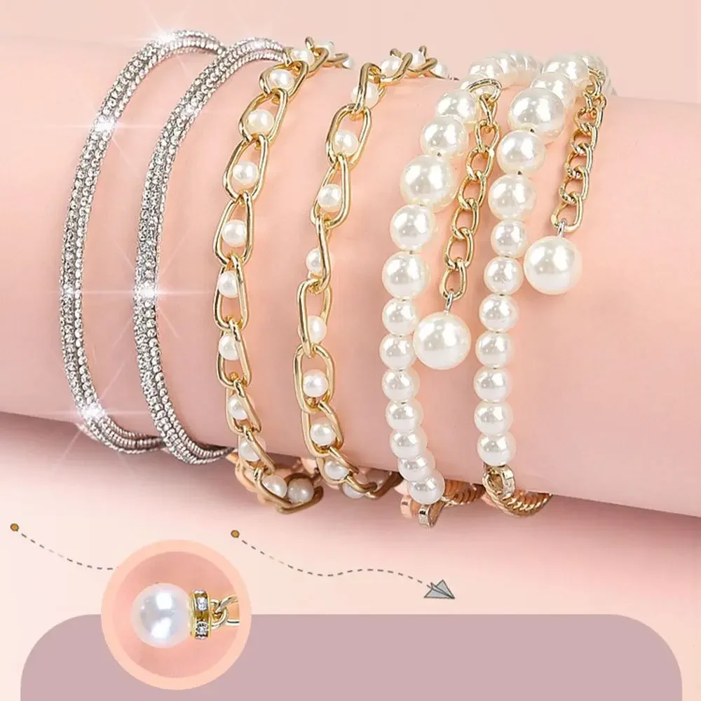 New Alloy Women Shoelaces PU Anti-skid High Heels Pearl Heels Band Pearl Shoes Decoration Shoe Belt