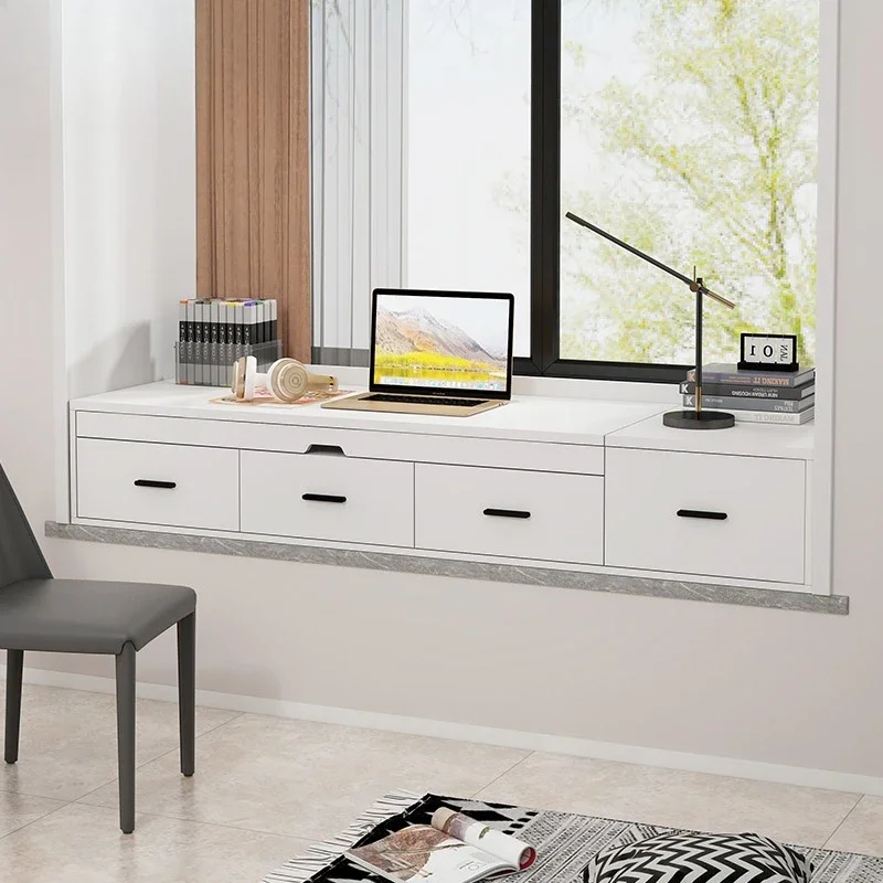 Customized bay window desk writing table household student bedroom computer desk storage cabinet with drawers pull 8L