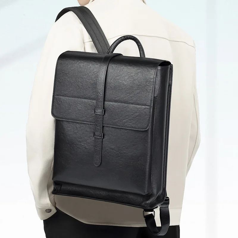 

Деловой мужской рюкзак из натуральной кожи, школьный рюкзак большой емкости для хранения компьютера, дорожный мужской рюкзак