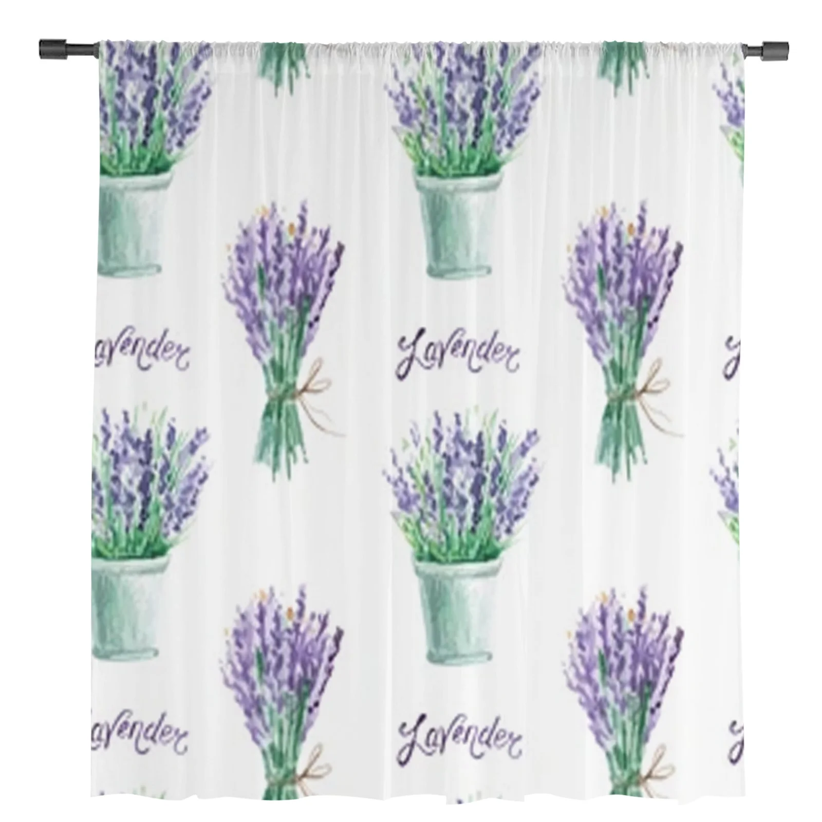 Watercolor Lavender Sheer Curtains Bedroom Voile Curtain Living Room Window Sheer Curtains Kitchen Tulle Drapes