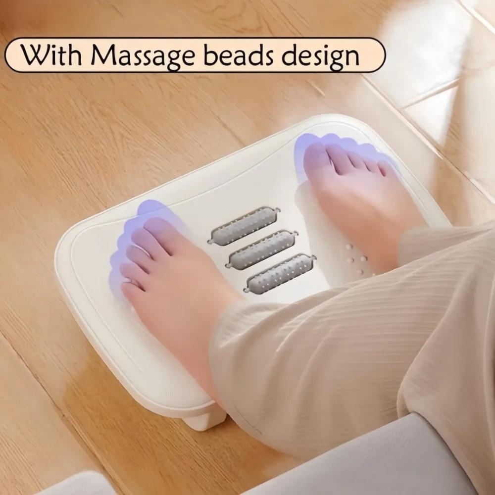 Ergonomic Plastic Foot Rest Under Office Desk Anti-Slip Rocking Footrest with Comfortable Massage Rollers Relieve Leg Fatigue