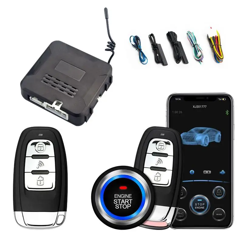 

Passive Keyless Push Start System Push To Start Kit With Remote Start Car Alarm Wireless Mobile Phone Control Smart Anti-Theft