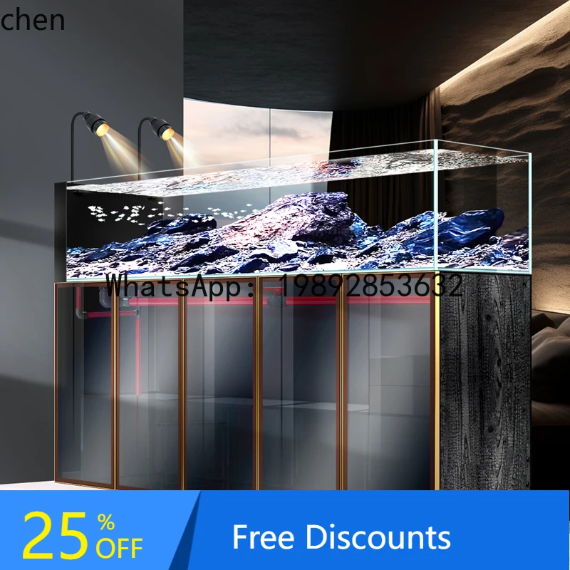 

fish tank landscaping ultra-white glass bottom filter high-end aquarium floor screen partition