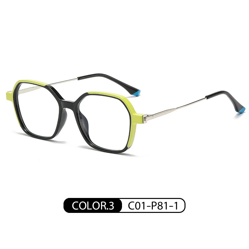 Brightzone Ultra Light TR90 Dual Color Women Polygonal Anti Blue Light Prescription Eye Glasses Eyewear Vintage Eyeglasses Frame