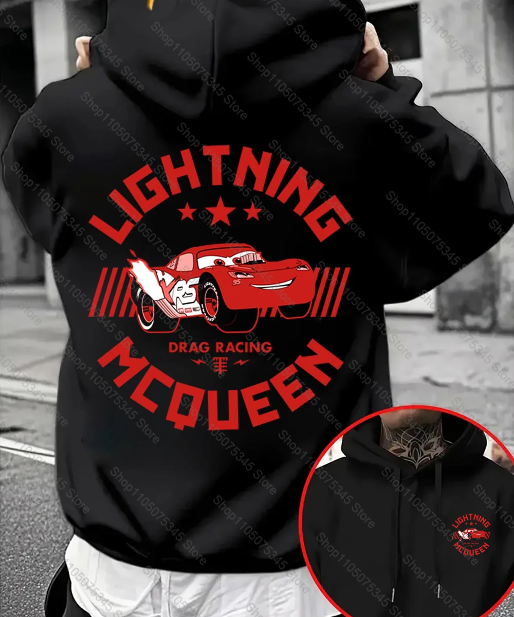 ديزني كارز لايتنينج ماكوين الرجال هوديي الخريف الشتاء عادية للجنسين البلوز البلوز ملابس رياضية هودي المتضخم