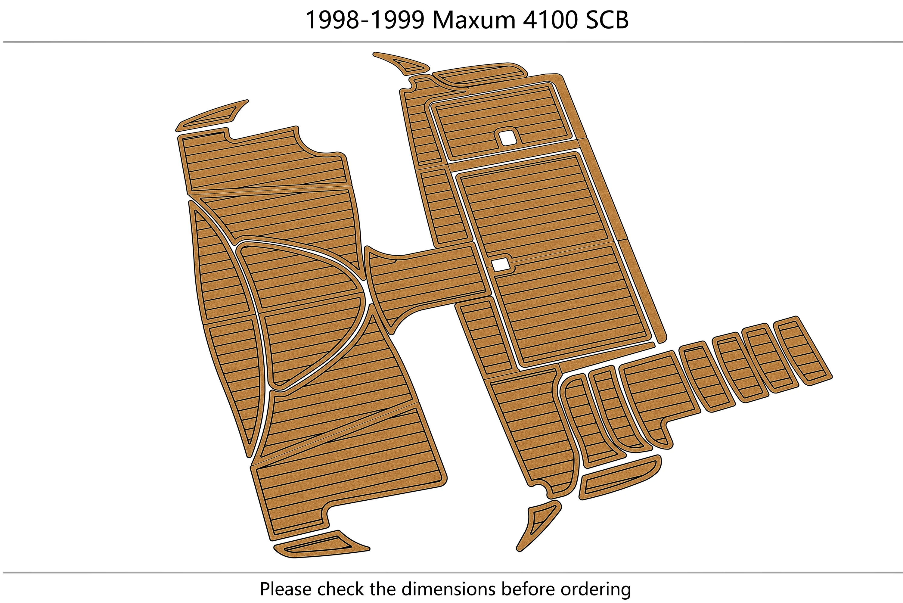 Anti-Skid EVA Faux Teak Self-Adhesive 6mm Boat Decking Pad for 1998-1999 Maxum 4100 SCB Yacht Cockpit Durable Marine Flooring
