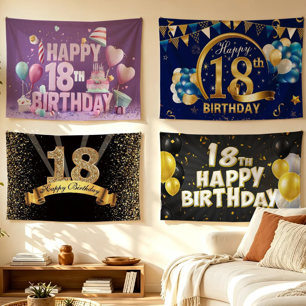 18th Birthday Flag Personalized Banner For Sports Matches Games Parade Rally Holiday Festival Backyard Balcony Club Bar Decor