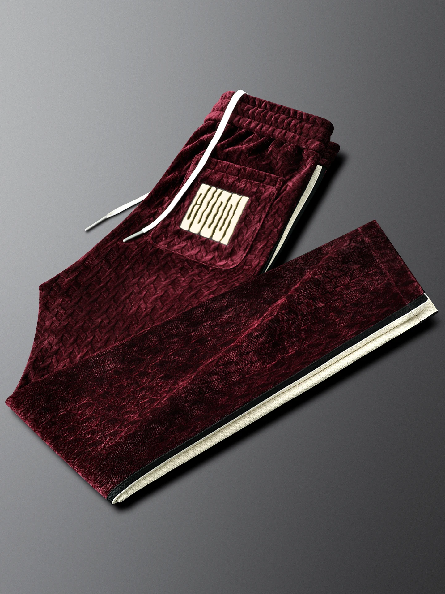 

Faionable Striped Waisand Red Casual Pants Men Slim Straight Elastic Waist Long Sports Sweatpants Men